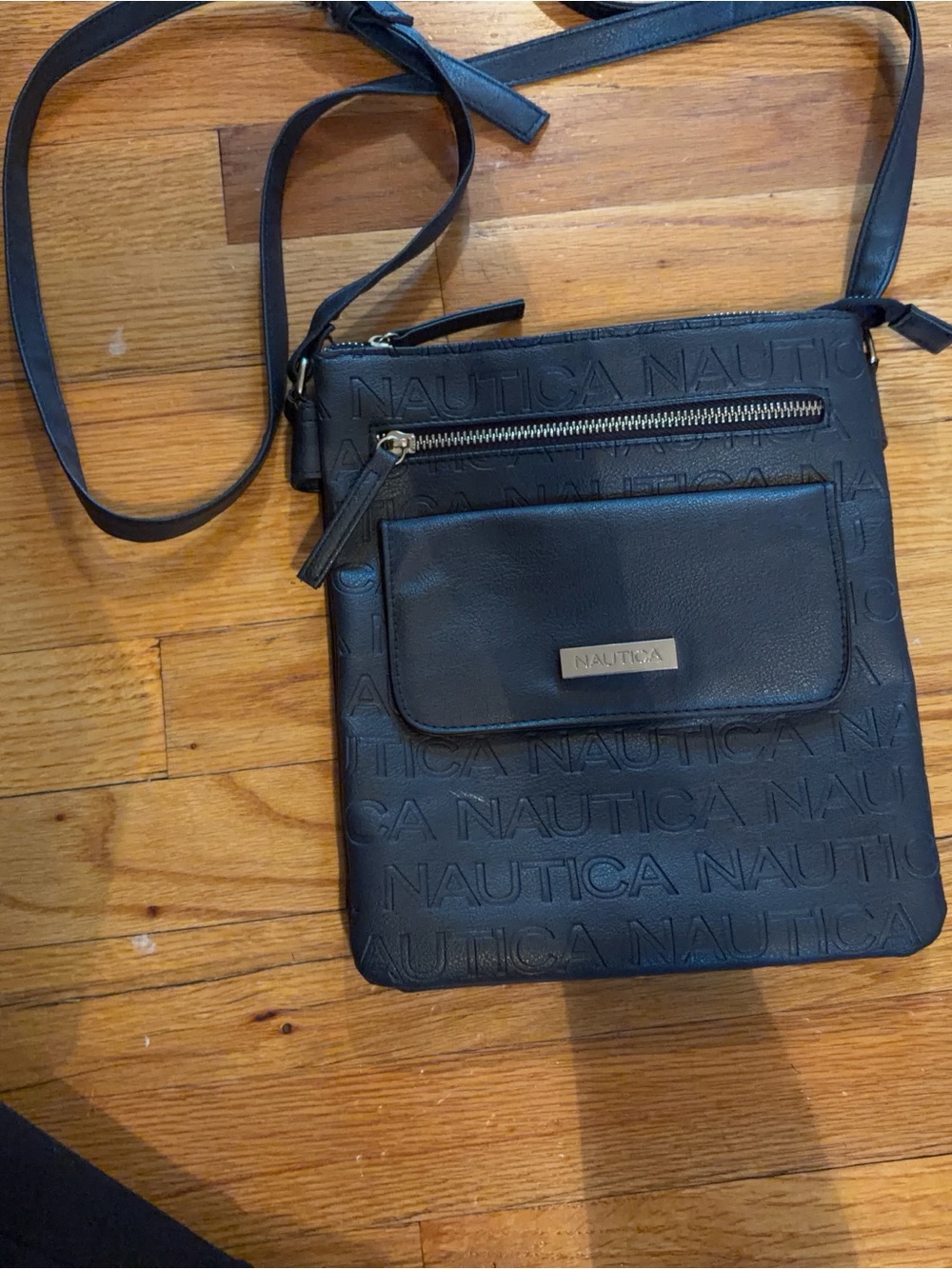 Nautica Embossed Black Messenger Crossbody